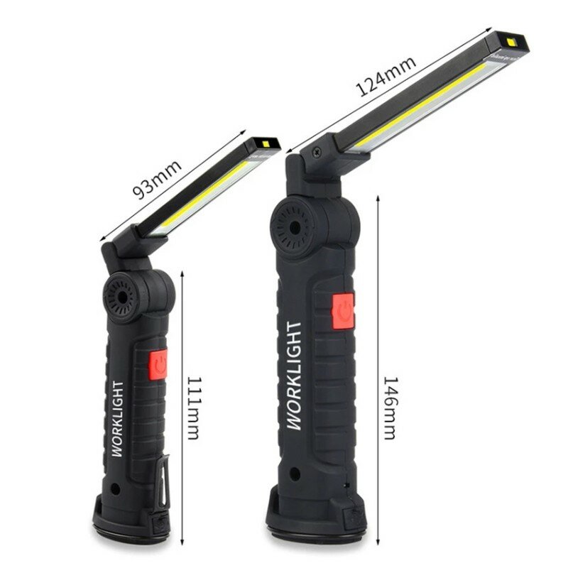 LED Flashlight USB Rechargeable Work Light Portable COB Magnetic Lanterna Hanging Lamp with Built-in Battery Camping Torch