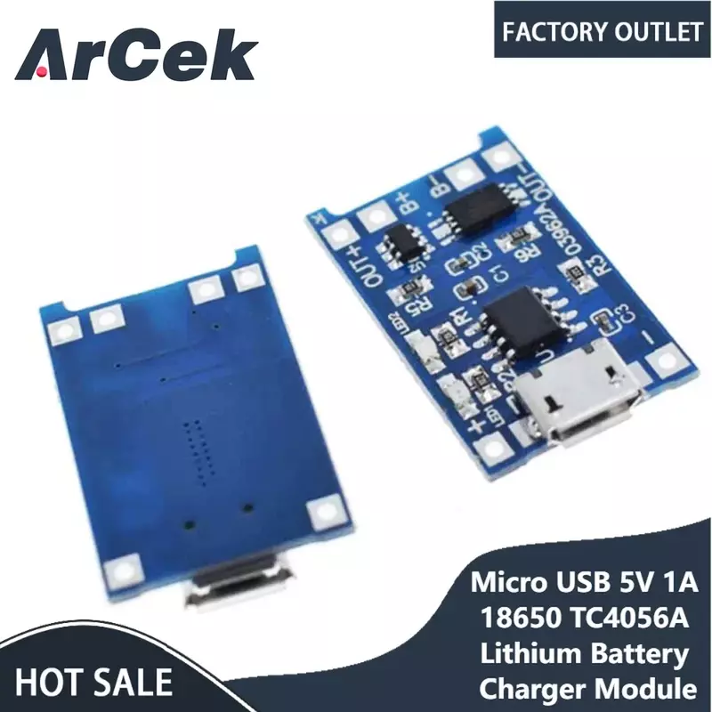1PCS Micro USB 5V 1A 18650 TC4056A Lithium Battery Charger Module Charging Board with Protection Dual Functions BMS