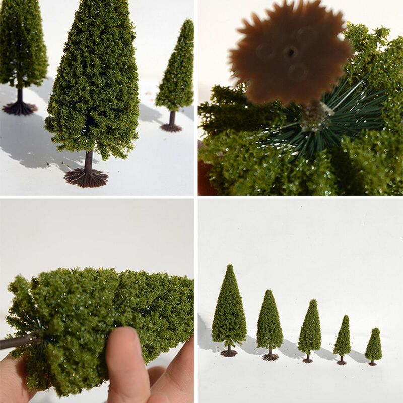 Modelo de construcción de piezas para bricolaje, mesa de arena, Material de pino, paisaje verde, alambre de árbol de Navidad, torre de pino, 10 Uds.