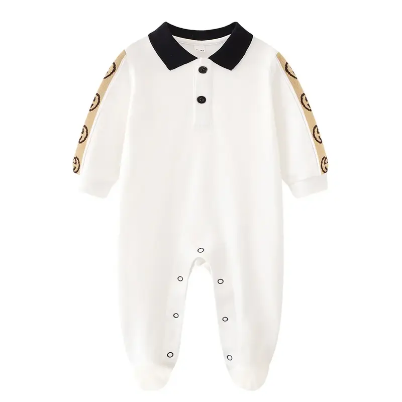 G01-ropa de algodón de manga larga para bebé recién nacido, Pelele de algodón con estampado de letras, color blanco y rosa, a la moda, novedad