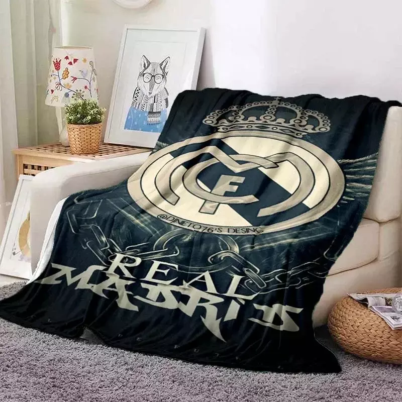 بطانية مطبوعة من R-Real Madrids ، بطانية أساسية للكبار ، فلانيل ، رمي ، غرفة معيشة ، نزهو ، هدية للأطفال