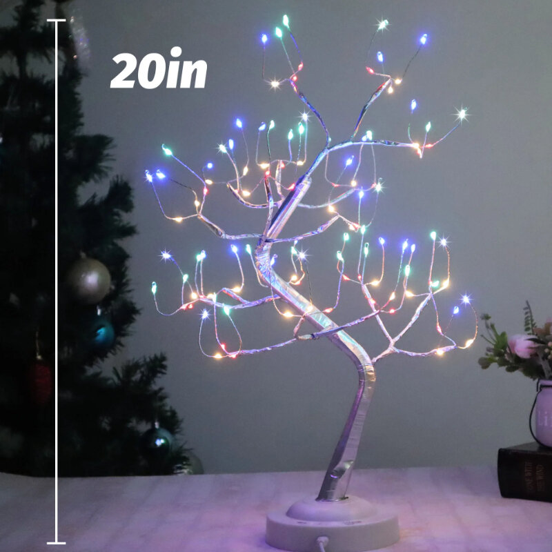 Lampu pohon Natal LED, lampu malam 108LED sentuh saklar peri suasana rumah kamar tidur pesta pernikahan hadiah ulang tahun