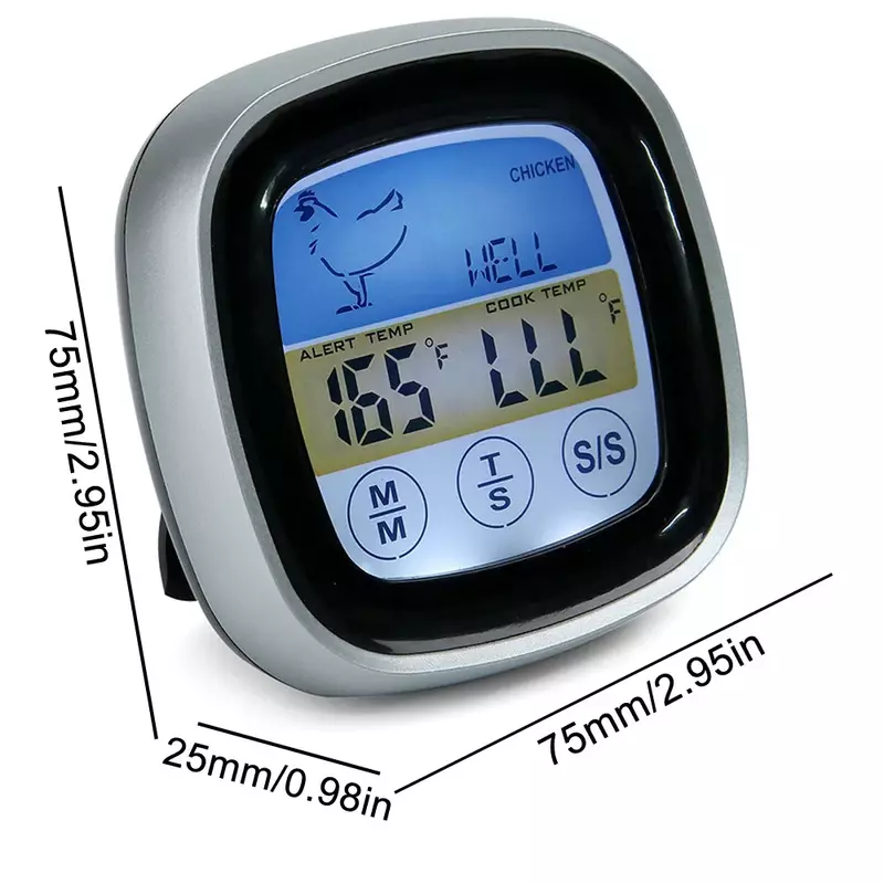 デジタルキッチン温度計プローブタッチスクリーン肉バーベキュー食品温度測定ツールステーキbbqタイマー調理ツール1個