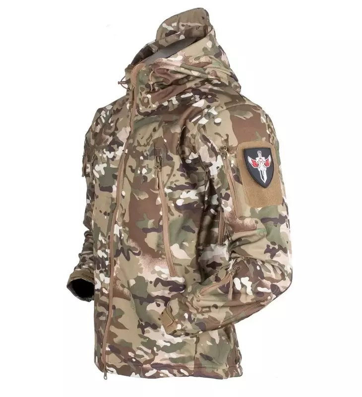 남성용 상어 피부 소프트 쉘 전술 방수 바람막이 전투 재킷, 후드 보머 코트