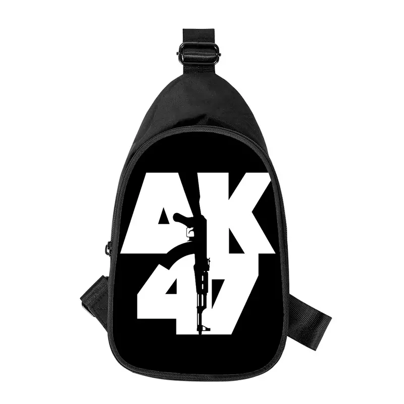 Bolsa de peito cruzada com impressão 3D para homens e mulheres, bolsa de ombro, marido, escola, bolsa de cintura masculina, novo, na diagonal, AK47