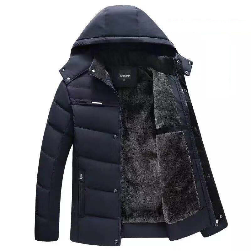 2022 inverno dos homens casacos com capuz casual grosso casual para baixo parkas homens blusão quente zíper overcoats roupas dos homens outwear 4xl