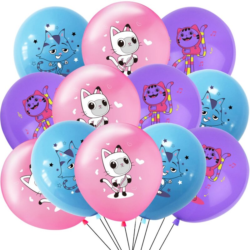 Gabbys Katze Puppenhaus Geburtstags feier Dekoration Geschirr Folie Luftballons Set Baby party Party liefert Puppe Geburtstags torte Topper