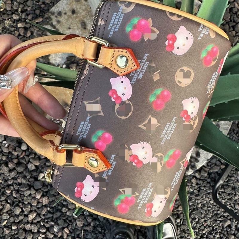 Kawaii Bonito Sanrio Hello Kitty Pequeno Pacote Cilíndrico, Único Ombro Crossbody Bag, Saco Travesseiro Retro, Presente de Aniversário da Moda