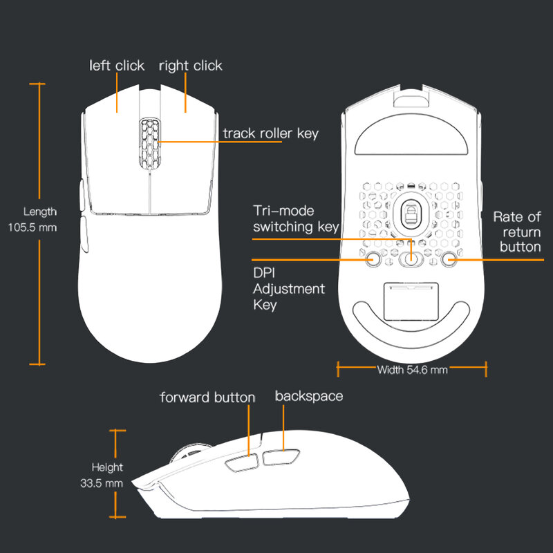Беспроводная игровая мышь Darmoshark M3 MICRO, 8 K, Bluetooth, 8 клавиш, 26000DPI