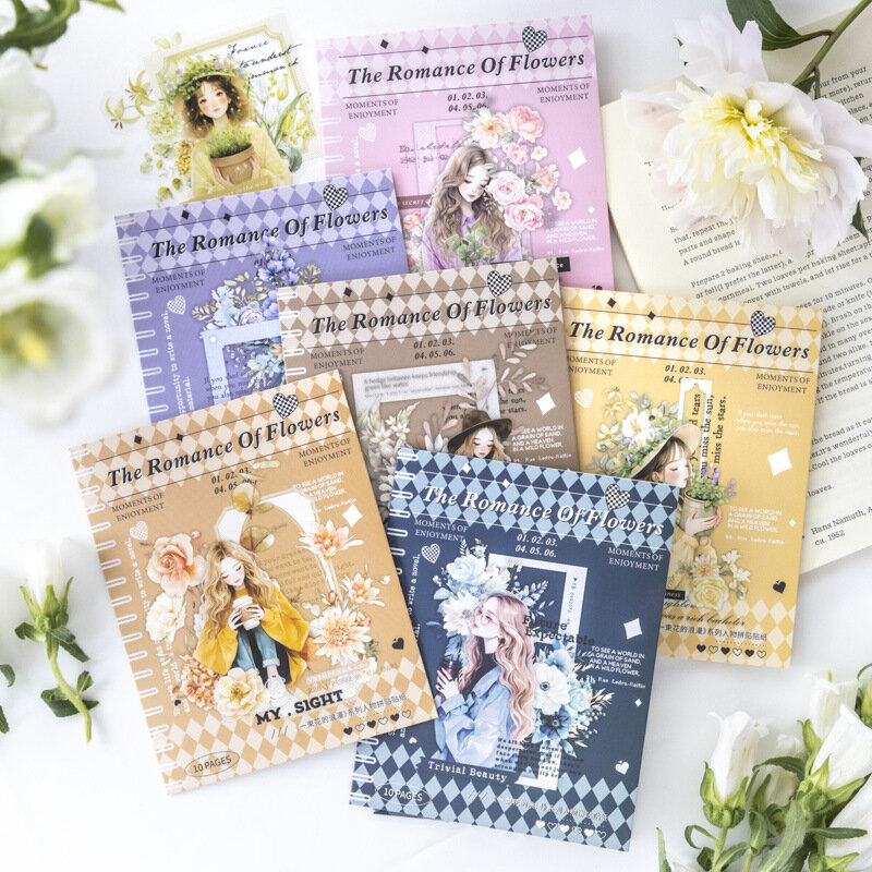 Card Lover-Kit d'autocollants imperméables pour scrapbooking, série A Romantic Collection of Flowers, esthétique, journal, 10 pièces