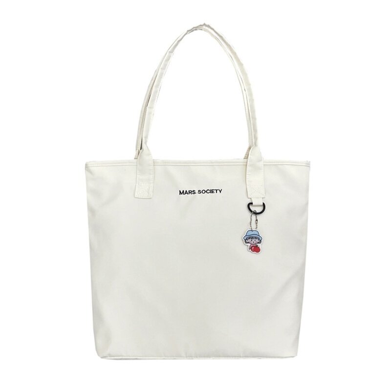 Solid Color Women's Tote Bag Portable Square Shape Letter Print Shoulder Bag Handbag
