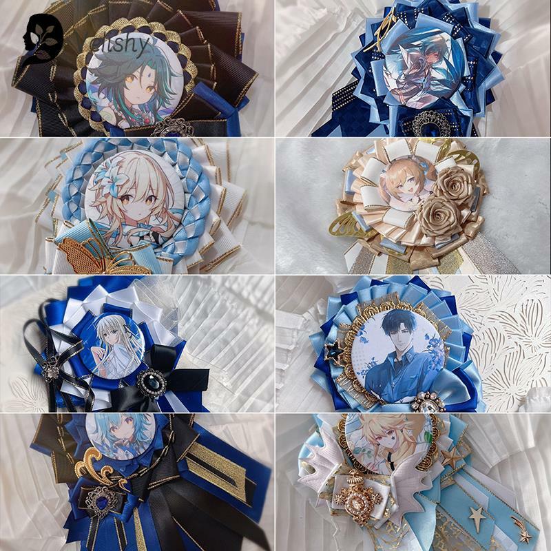 Blue Ita Bag Pins Anime Badge Holder Handmade Silk Metal Badge Decoration Badges Pins Anime Women Ita Bag Accessories Decoration
