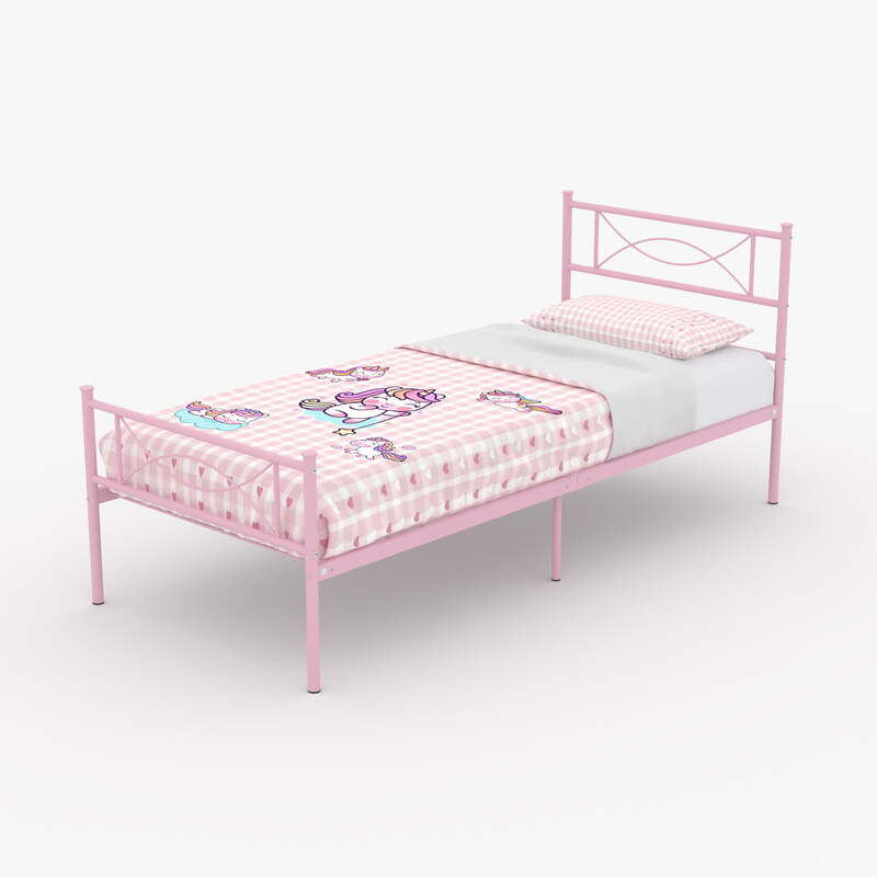 Kids Metalen Platform Bed Frame Twin Eenpersoonsbed Slaapkamermeubilair
