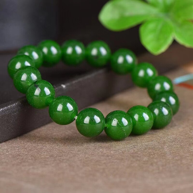 JASPER Hand Chain Spinach Green Stone Bangle Men Womens 12mm Round Beads Elastic Strand Bracelets Unisex Charms Jewelry