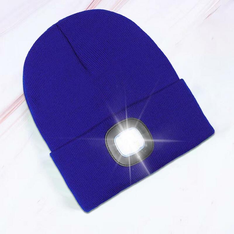 Elastic Beanie Hat Usb Rechargeable Led Knitted Beanie Hat for Women Winter Warm Windproof Brimless Hat with for Outdoor