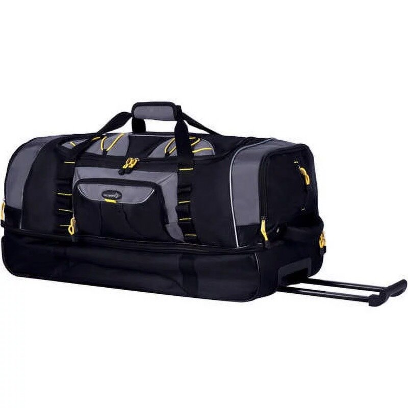 30" 2-Section Drop-Bottom Rolling Duffel Travel Luggage