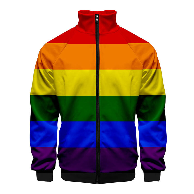 Куртки ЛГБТ с радужным флагом для лесбиянок, модные мужские и женские куртки с воротником-стойкой, Мужская толстовка в стиле Харадзюку