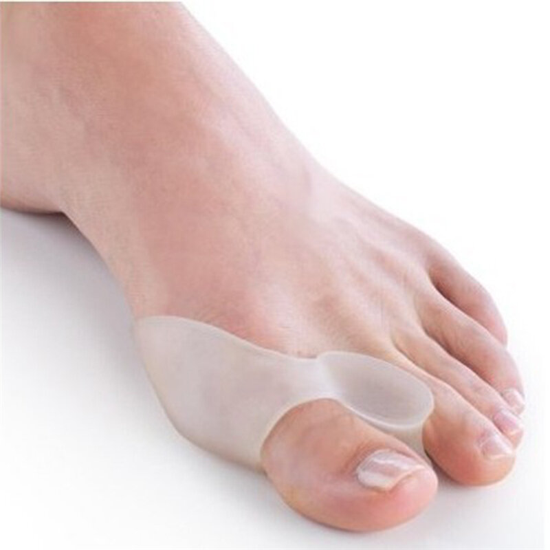 1 par de silicone gel polegar corrector joint pouco toe protetor separador hallux valgus dedo straightener almofadas alívio cuidados com os pés