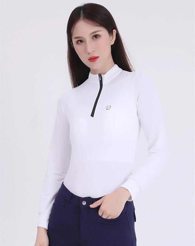 2024 Horse Riding Clothes Long Sleeve Horse Back Rider Competition Top Tees Equipment Equestrian Cotton Polo Shirts