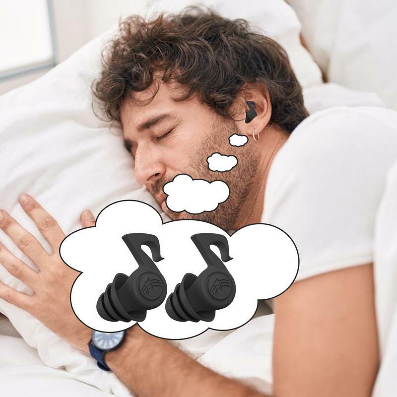 Bouchons d'oreille en silicone réutilisables pour le sommeil, 3 couches, protection auditive, super doux, lavables, haut décibel