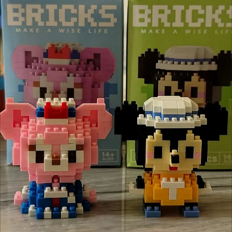 Disney Anime Princess Building Blocks Stitch Mickey Mouse mini Action toy Figures Blocks Toys Bricks Assemble Toys Kids Gifts