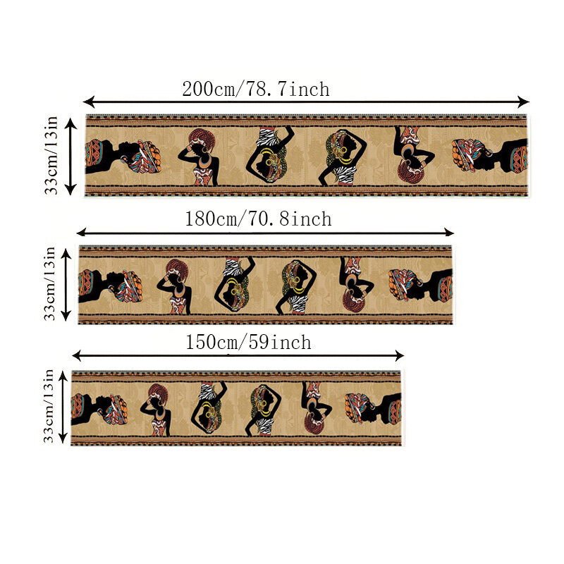 Ethinic Boho African Woman Linen Table Runners Dresser Scarf Table Decor Farmhouse Dining Table Runners Holiday Party Decoration