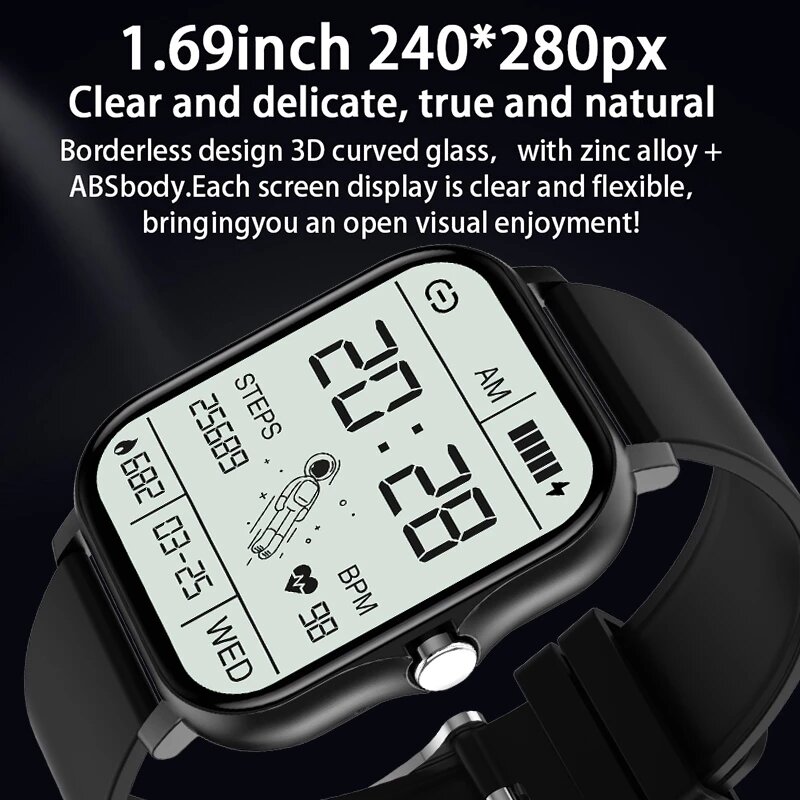 2024 New Bluetooth Answer Call Smart Watch Men 1.69" Full Touch Dial Call Fitness Tracker IP67 Waterproof Smartwatch Man Women