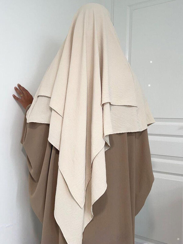 Long Khimar Ramdan Eid Muslim Long Hijab Headcarf Women One Piece Khimars Jubha Islamic Clothing Hijabs Musulman Prayer Garment