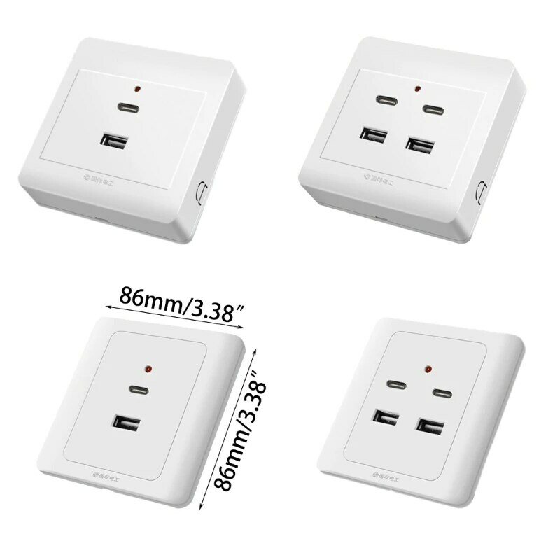 Professional USB Wall Outlet USB Receptacle Tamper Resistant Receptacle Plug Simple Installation for Home Office