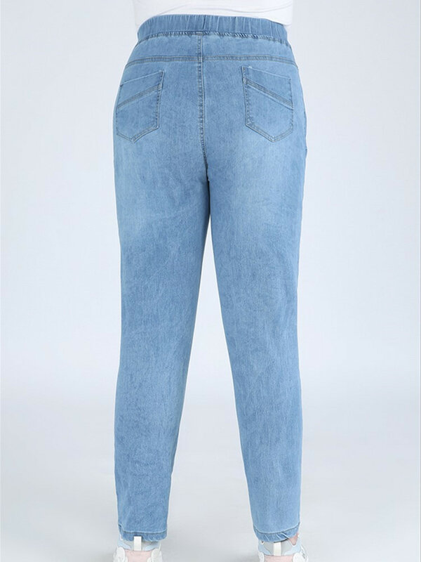 Slim Fit Jeans Women 140KG Oversized Plus Size 7XL 8XL 9XL Female Denim Pants High Waist Ankle Length Stretched Pencil Trousers