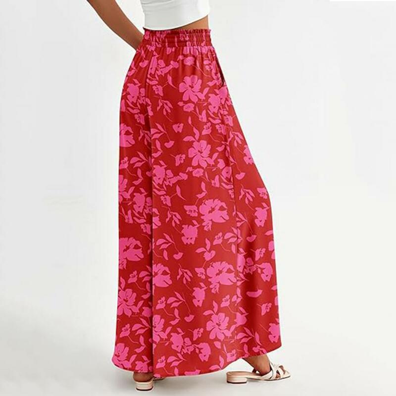 Floor-length Stylish Pants Stylish Women's Wide Leg Palazzo Pants with Pockets for Casual Lounge Beach Wear High for Leisure
