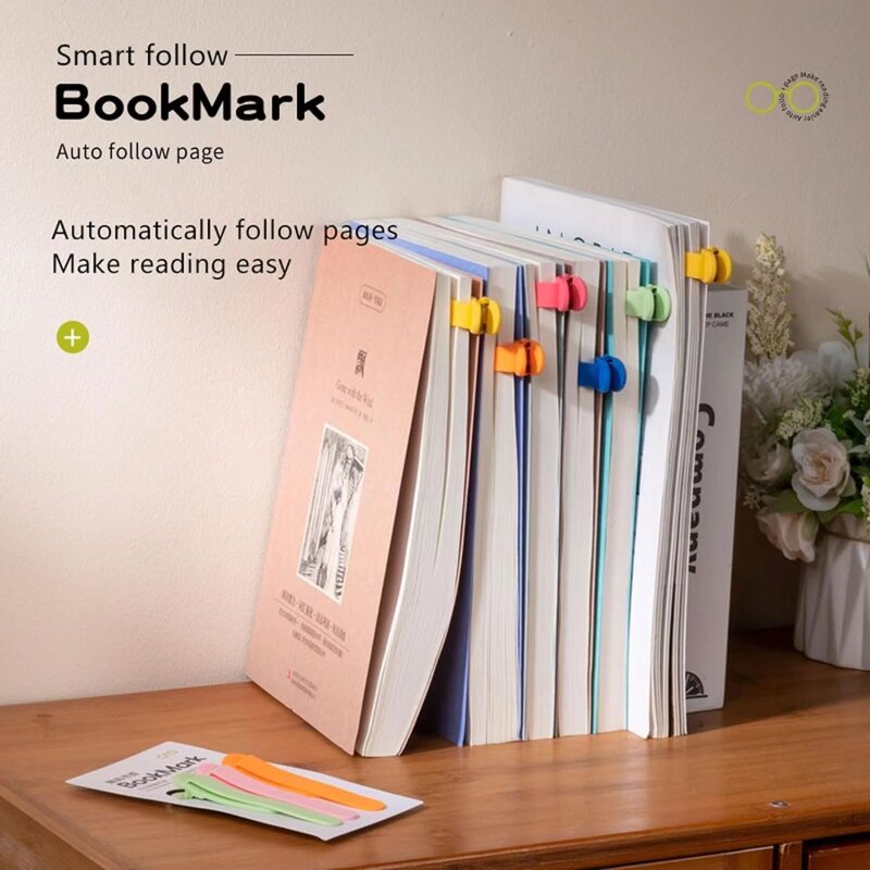 Soft Silicone Bookmark Clip para a Escola, Color Page Divisor, Creative Buckle, Seguir automaticamente Clip, Material de escritório
