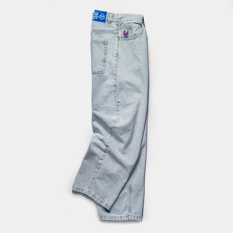 Jeans Baggy azul vintage para homens e mulheres, Hip Hop Streetwear, Jeans Polar Big Boy, Bordado dos desenhos animados, Calças Y2K, Calças de cintura alta