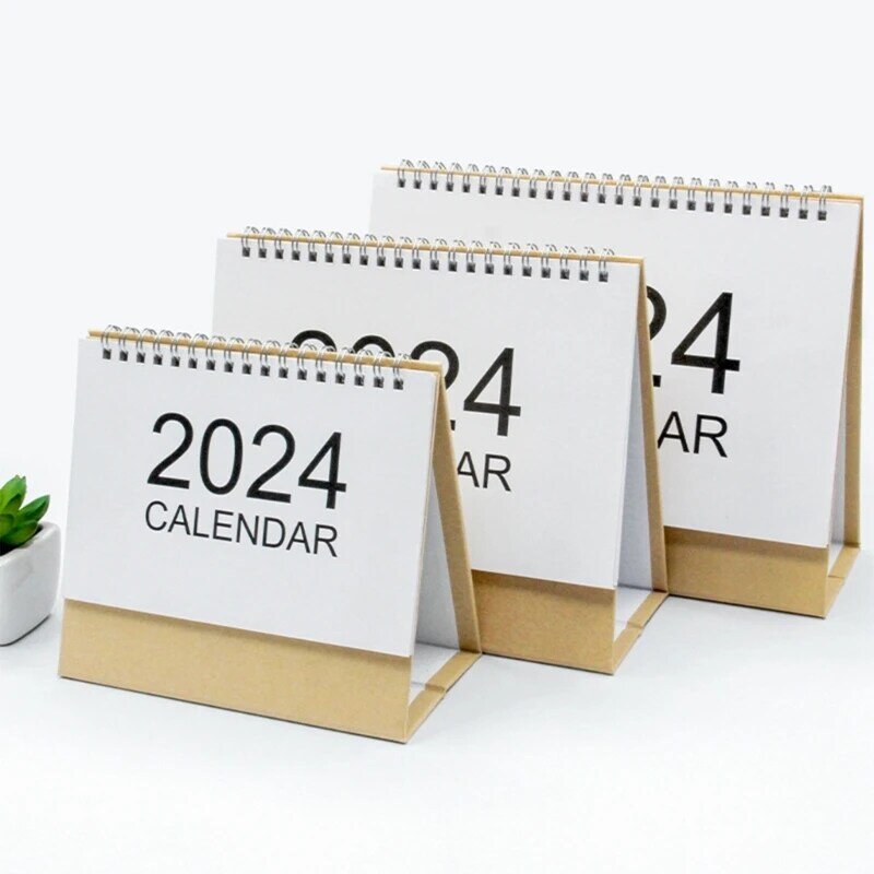 Ornamen Multifungsi Kalender Meja Mini 2024 untuk Spiral Rumah Berdiri Bebas