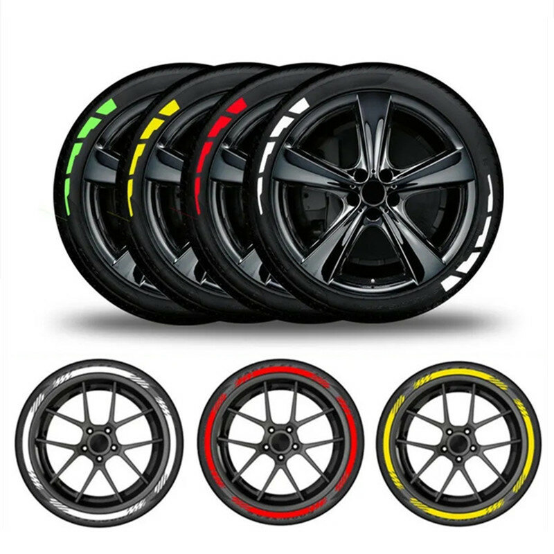 3D carro pneus e Rim adesivos, PVC impermeável lâmina decalques, listras de pneu para automóvel, motocicleta pneu decoração, carro styling