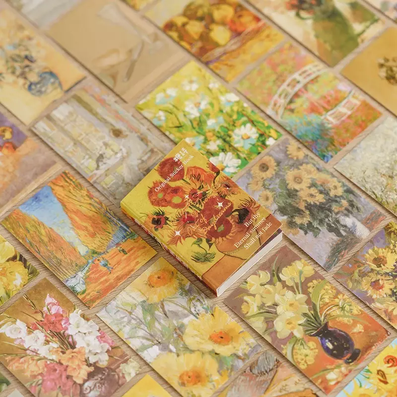 50 Pcs/Oil Painting Art Stationery Stickers Book Aestheti Scrapbooking Journaling Vintage  Aesthetic