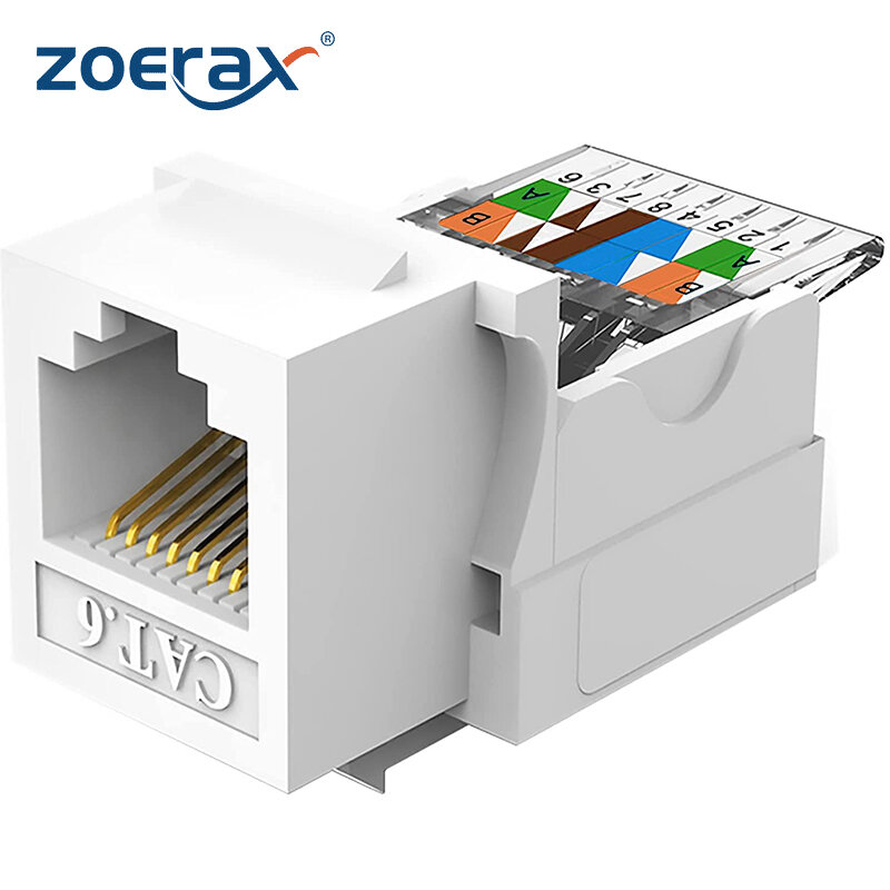 ZoeRax 1 Buah Adaptor Konektor Jack Keystone Tanpa Alat Cat5e Cat6, Konektor Modul Keystone Kabel LAN Ethernet Jaringan Internet