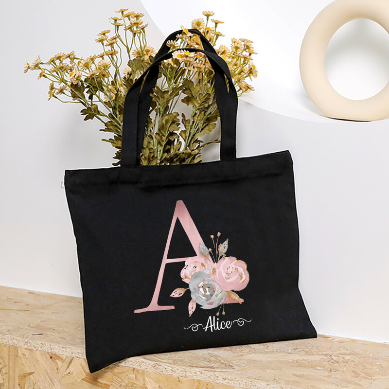 Personalized Tote Bag Initial with Name Bridesmaid Handbag Bachelorette Party Bag Wedding Shoulder Bag Bride Shower Gift for Her