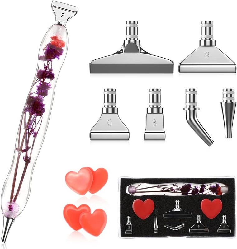 Ручка для алмазной живописи в виде сухого цветка, ручка с наконечниками из смолы и металлическими насадками, рукоделие «сделай сам», вышивка крестиком 5D, инструмент для алмазной вышивки