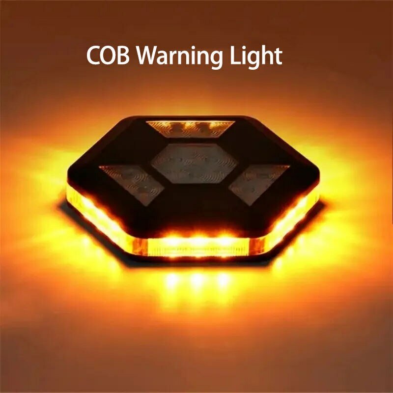 Lampu peringatan COB berputar 360 °, lampu atap mobil darurat pengisian daya USB adsorpsi Magnet malam kuning putih