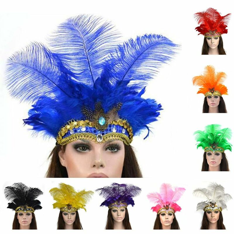 Modne dodatki opaska do włosów paw indyjski ozdoba na głowę z piór stroiki do włosów opaska na głowę dla dorośli i dzieci Halloween Carnival