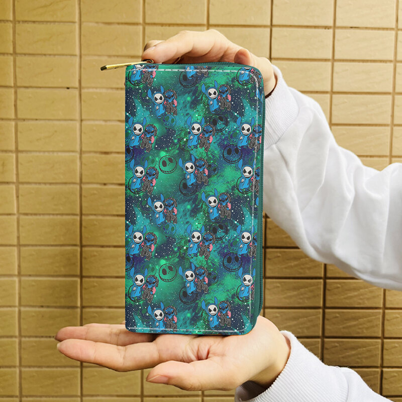 Disney Stitch Christmas W7350 Anime Briefcases Wallet Cartoon Zipper Coin Bag Casual Purses Card Storage Handbag Unisex Gift