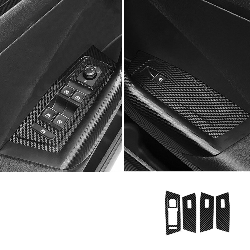 Serat Karbon untuk VOLKSWAGEN VW T-roc T Roc Film Mobil Stiker Interior Roda Gigi Konsol Tengah Panel Pengangkat Pegangan Pintu Udara
