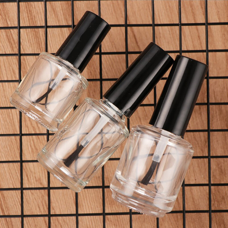 5/10/15ml Empty Nail Polish Glass Bottle Clear Portable Nail UV Gel Container Refillable Bottle Square Round Cosmetic Tube