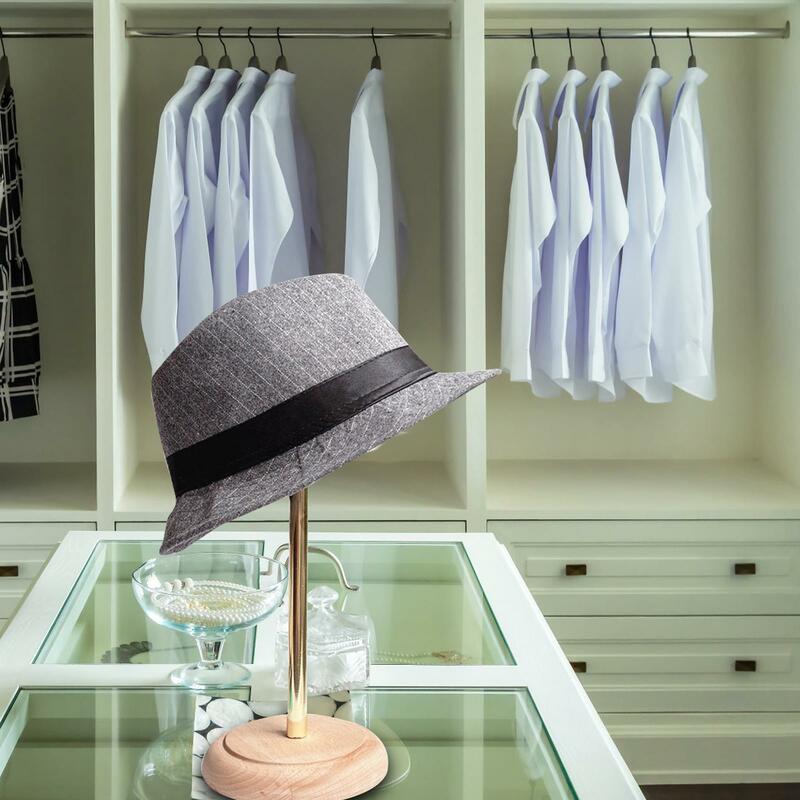 Soporte ajustable de madera para sombreros, estante de exhibición de gorras de Metal, soporte resistente, creativo