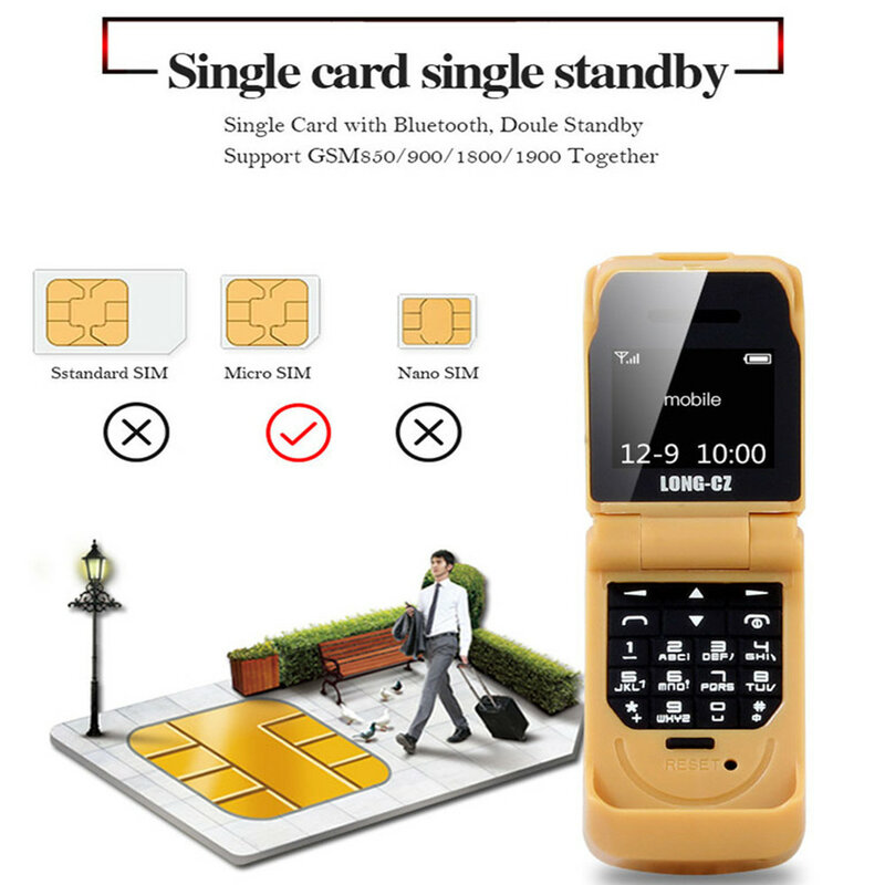UNIWA J9 2G Single Card Mini Flip Mobile phones Clamshell Push Button Wireless Bluetooth Dialer Magic Voice Handsfree Earphone