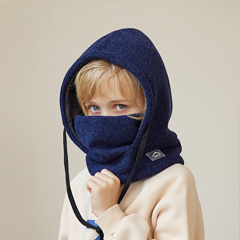 Máscara de pescoço térmica estereoscópica para crianças, chapéu de malha cachecol, capa quente, máscara facial completa artesanal, tampas à prova de vento