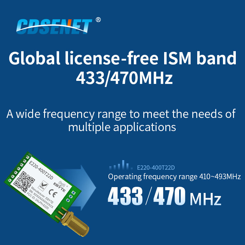 Беспроводной модуль LLCC68 LoRa, 433 МГц, 470 МГц, 22 дБм, большой радиус действия 5 км, CDSENET, E220-400T22D, UART RSSI, приемник-передатчик SEMTECH