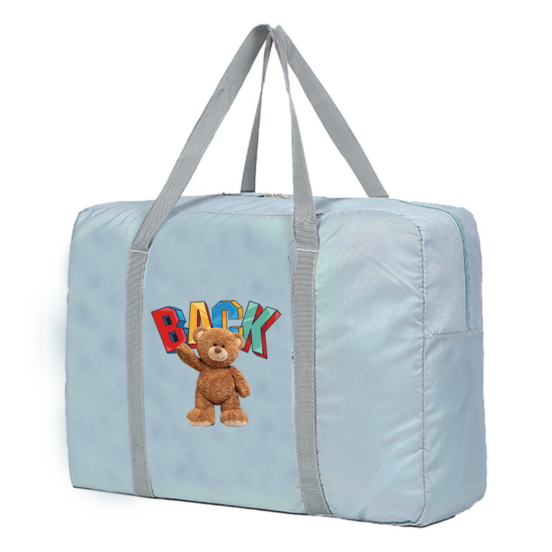 Grande capacidade de viagem sacos de roupas dos homens organizar saco de viagem sacos de armazenamento dobrável saco de bagagem feminina bolsa acenada urso série