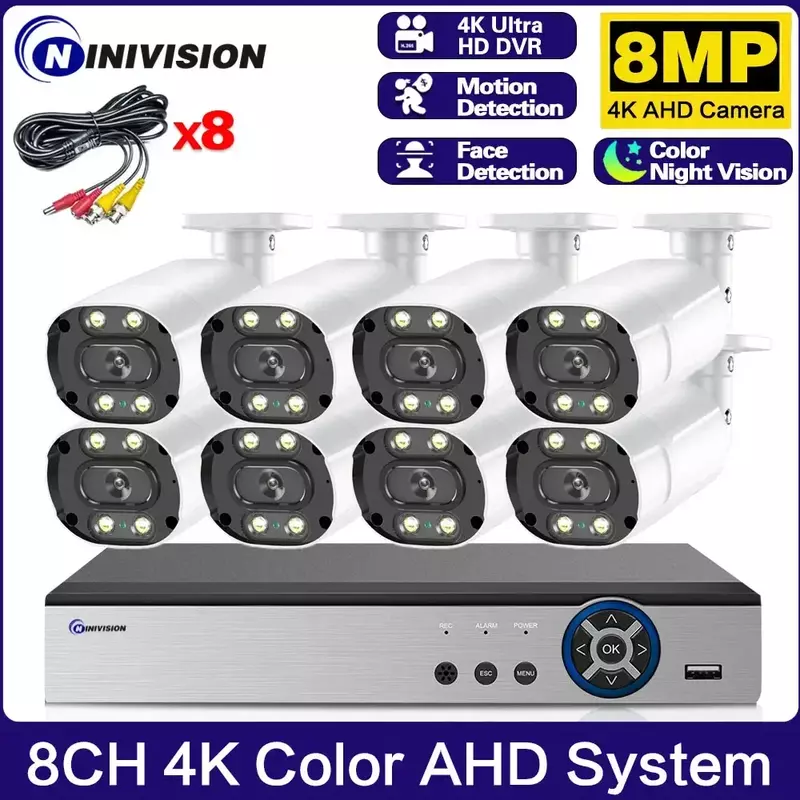 مسجل فيديو رقمي صغير مع رؤية ليلية ، كاميرا CCTV ، كاميرا IP ، مسجل فيديو رقمي 8CH 4K AHD ، نظام أمان 8MP ، TVI CVI AHD ، لون الوجه ، 6 في 1